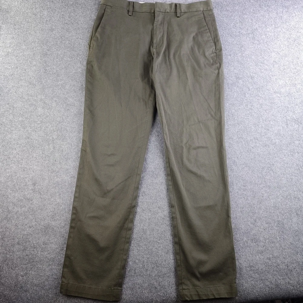 Banana Republic Aiden Pants Mens 32x32 Slim Fit Green Flat Front 100% Cotton